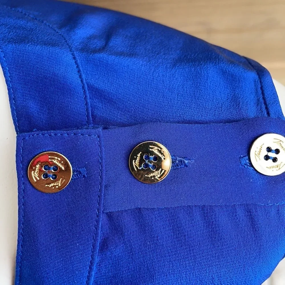 Tina Turk cobalt blue gold button detail blouse - Picture 5 of 8